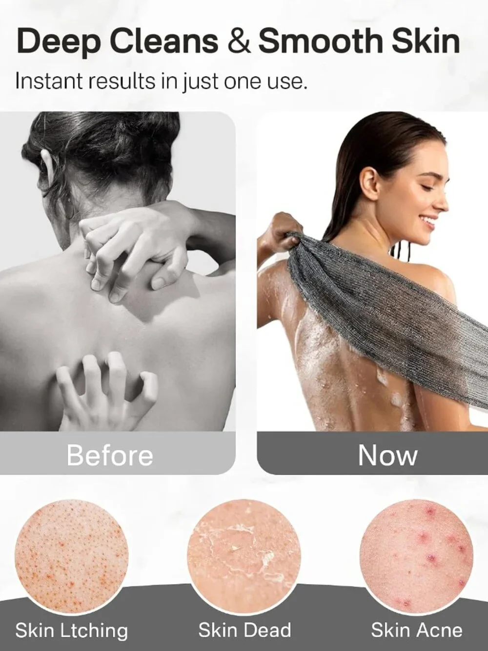 3 PCS Exfoliating Washcloth Towels - Exfoliating Body Scrubber Exfoliator, Back